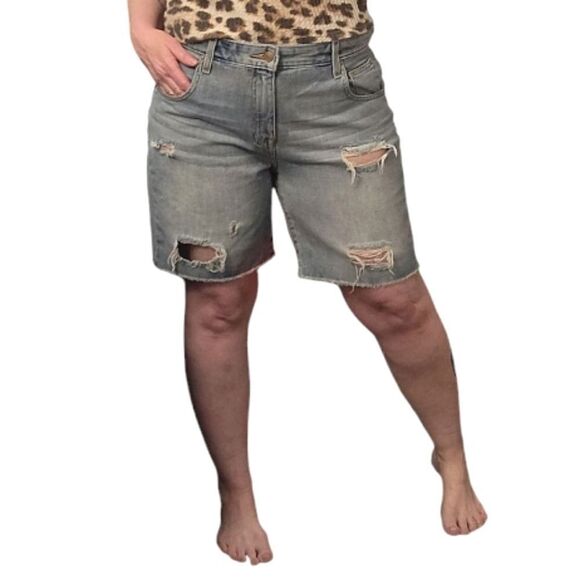 Mossimo High Rise Torn Bermuda Jean Shorts Size 12 - Picture 15 of 15